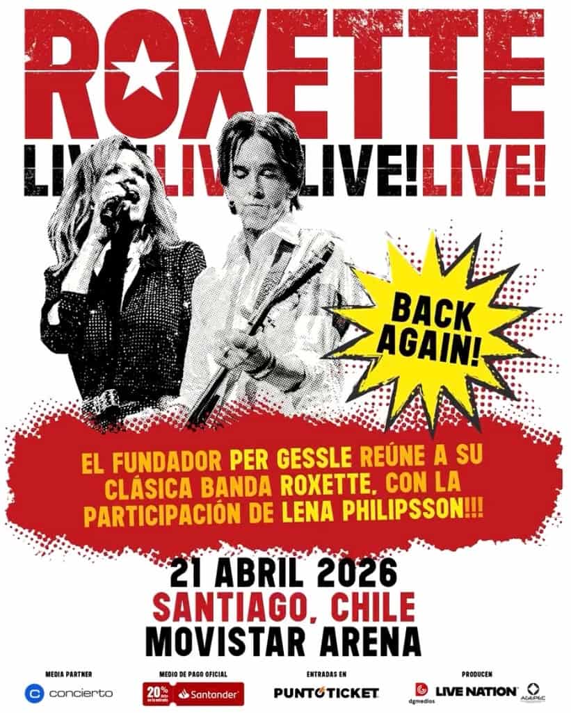 Roxette regresa a Chile con su gira “Roxette Live!” en 2026