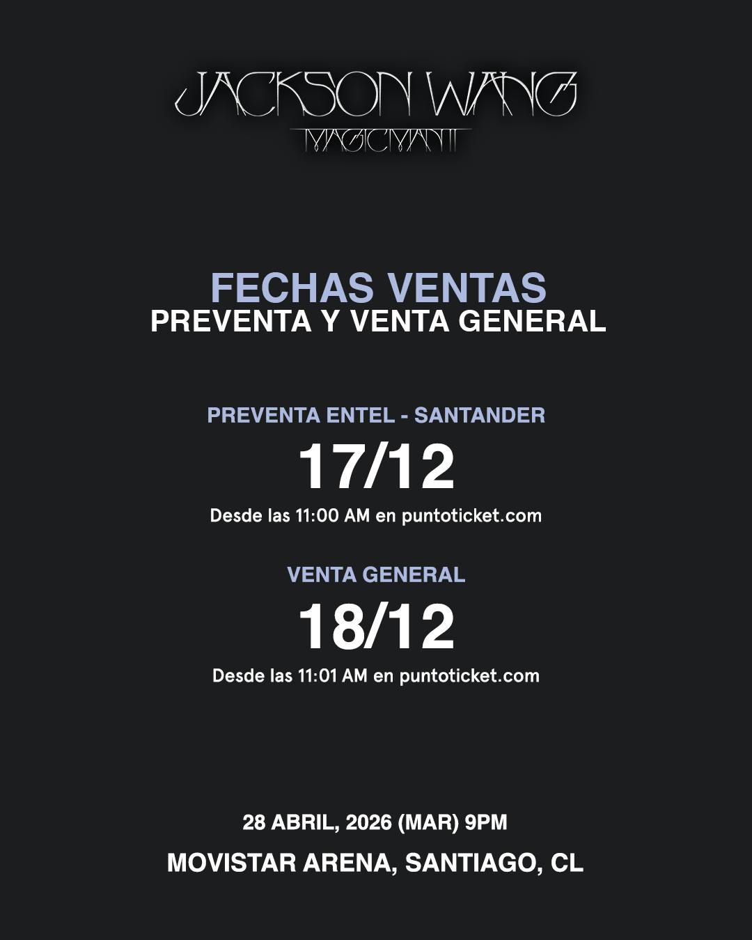 Jackson Wang anuncia show en Chile en 2026