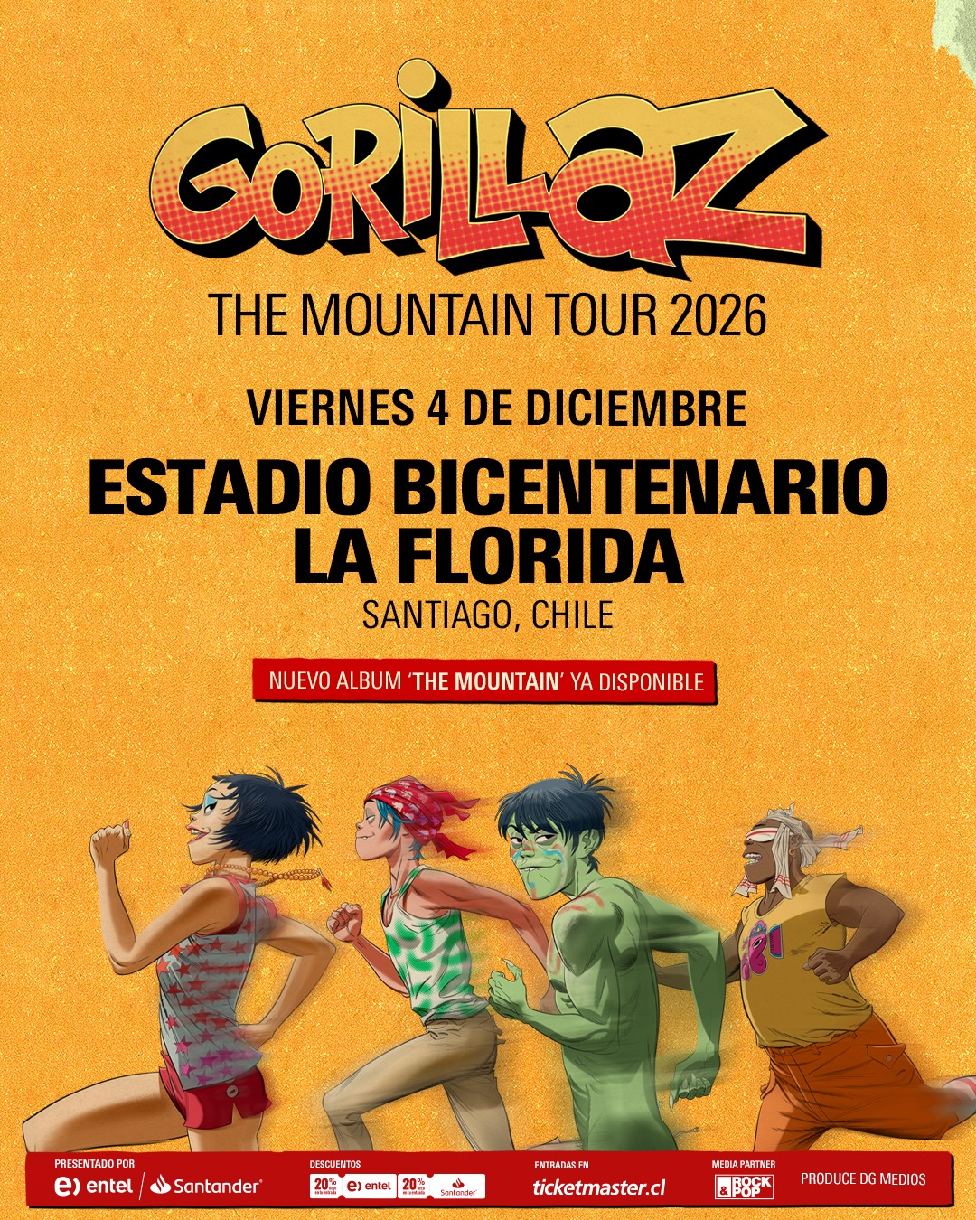 Gorillaz confirma show en Santiago y desata furor en Chile con su nuevo álbum The Mountain