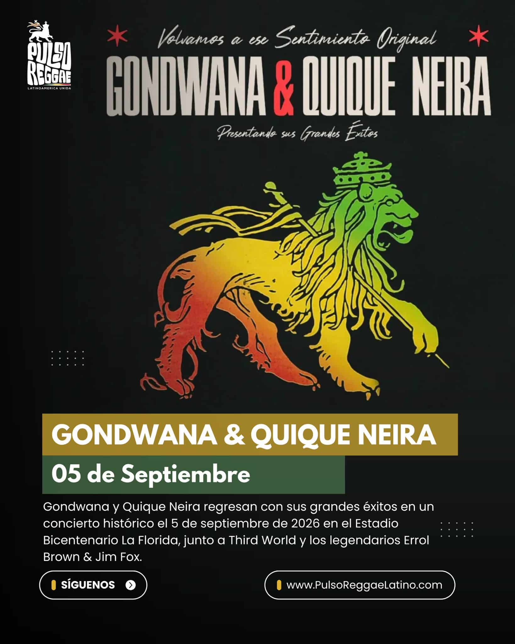 Gondwana y Quique Neira regresan a Santiago con un histórico show de reggae junto a Third World
